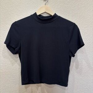 Abercrombie & Fitch “Soft A&F Rib” Mock Neck Short Sleeve Top Size Medium Black